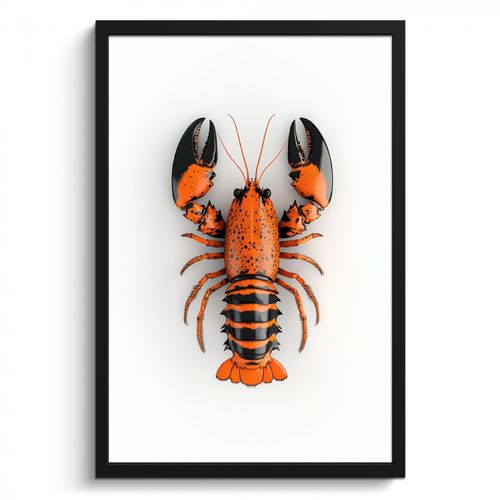Poster met lijst - Kreeft - Zwart - Oranje - Wit - Uniek