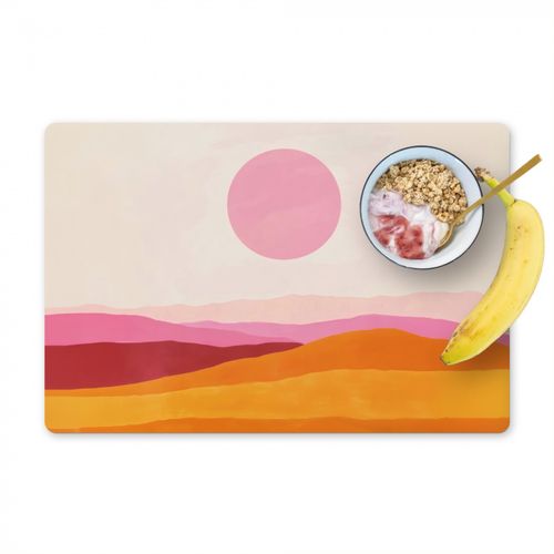 Placemat vinyl - Heuvels - Oranje - Zon - Abstract