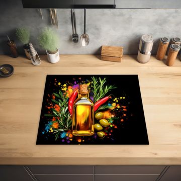 Inductie beschermer - Olijfolie - Graffiti - Peper - Olijven - Modern