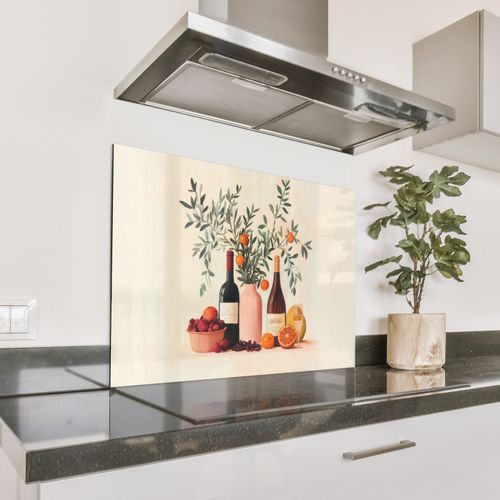 Spatscherm Aluminium - Wijnflessen - Takken - Sinaasappels