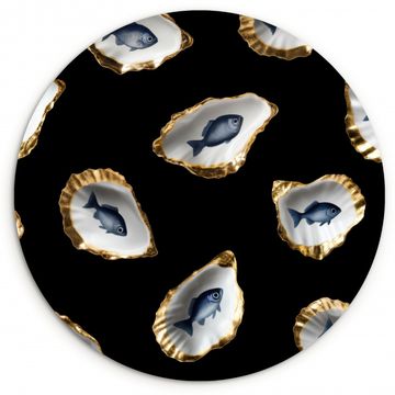 Muurcirkel - Oesters - Vissen - Blauw - Goud