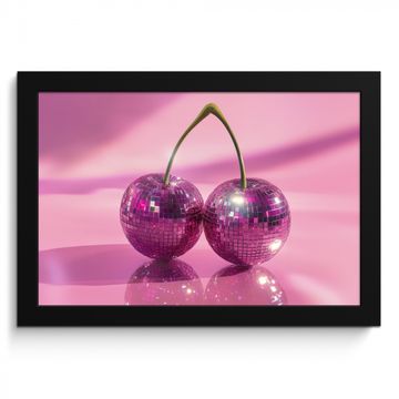 Poster met lijst - Glitter - Discobol - Roze - Kersen