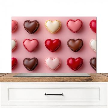 Spatscherm Aluminium - Macarons - Hartjes - Kleurrijk - Roze