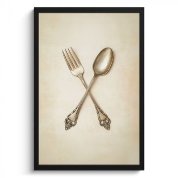 Poster met lijst - Beige - Vintage - Bestek