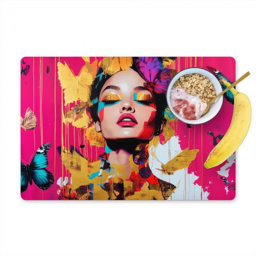 Placemat vinyl - Vrouw - Abstract - Kleurrijk