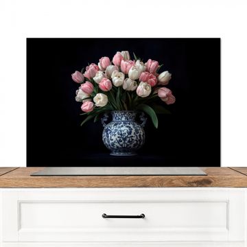 Spatscherm Aluminium - Bloemen - Roze - Tulpen - Vaas