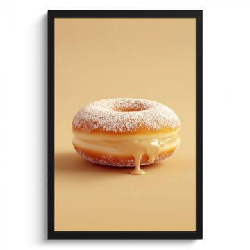 Poster met lijst - Donut - Romig - Poedersuiker - Beige
