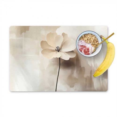 Placemat vinyl - Bloem - Beige - Verf - Schaduw