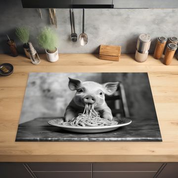 Inductie beschermer - Varken - Schattig - Spaghetti - Zwart wit - Dier