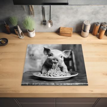 Inductie beschermer - Varken - Schattig - Spaghetti - Zwart wit - Dier