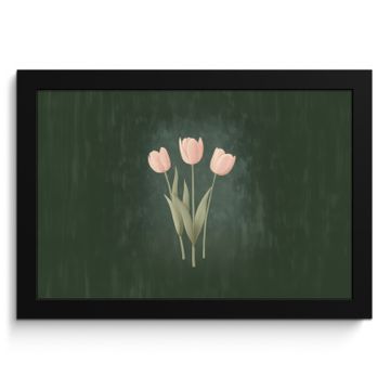 Poster met lijst - Tulpen - Liefde - Donkergroen