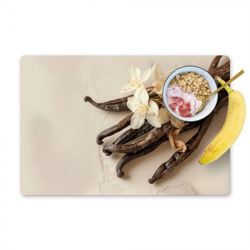 Placemat vinyl - Vanille - Bloemen - Beige