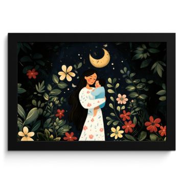 Poster met lijst - Moeder - Kind - Kleurrijk - Bloemen