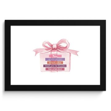 Poster met lijst - Cadeau - Strik - Tekst - Roze