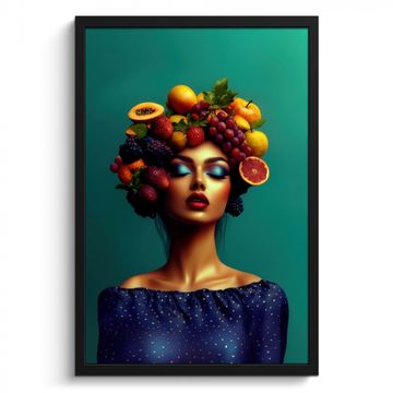 Poster met lijst - Vrouw - Hoodtooi - Tropisch - Fruit - Druiven