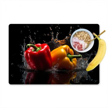 Placemat vinyl - Paprika - Water - Zwart - Groente - Rood - Geel