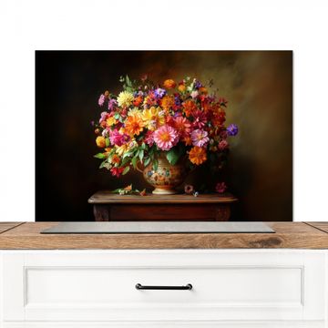 Spatscherm Aluminium - Kleuren - Boeket - Vaas - Hout