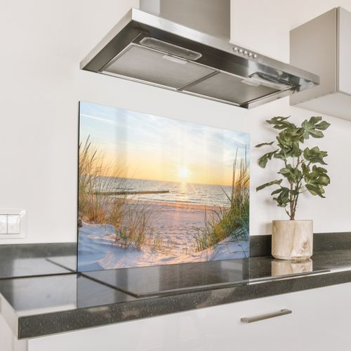Spatscherm Aluminium - Zonsondergang aan de Kustlijn