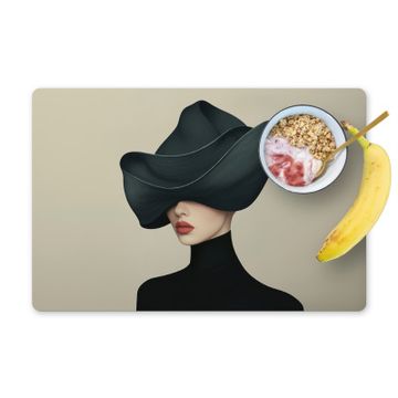 Placemat vinyl - Vrouw - Groen - Hoed