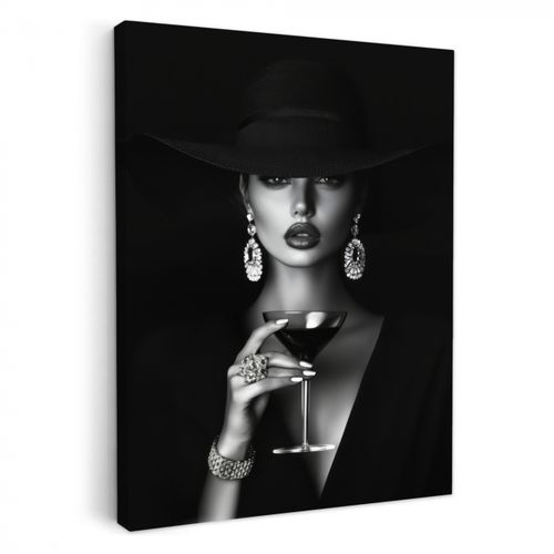 Canvas schilderij - Vrouw - Cocktail - Chic