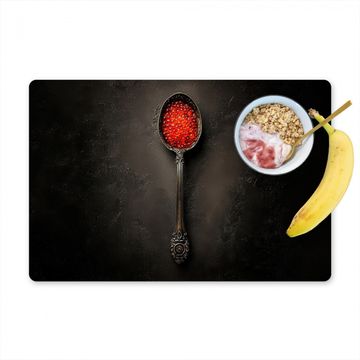 Placemat vinyl - Zwart - Lepel - Caviar