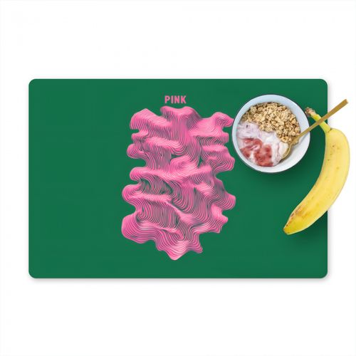 Placemat vinyl - Abstract - Pink - Lijnen - Groen