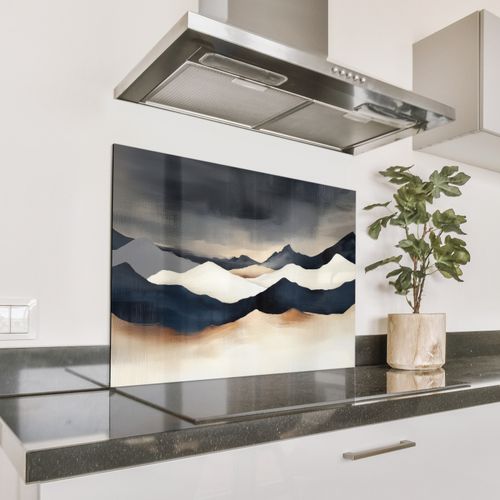 Spatscherm Aluminium - Bergen - Donkerblauw - Landschap