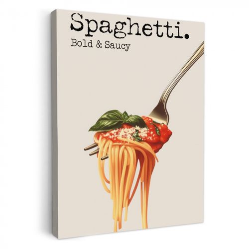 Canvas schilderij - Spaghetti - tomatensaus - Parmezaanse kaas