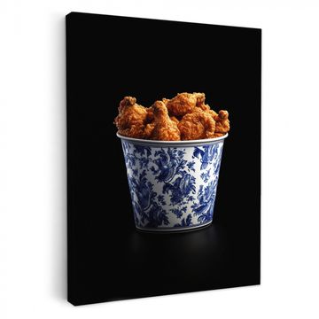Canvas schilderij - Kip - Bucket - Delfts blauw - Lekker