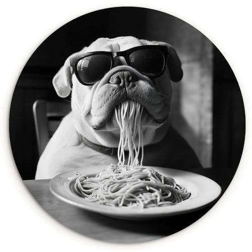 Muurcirkel - Hond - Bulldog - Pasta - Bril - Stoer - Dieren