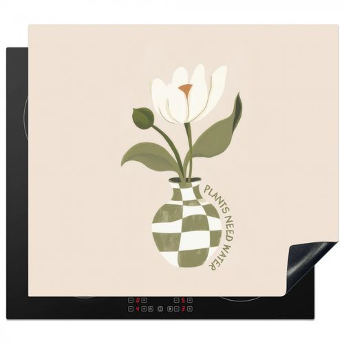 Inductie beschermer - Bloem - Wit - Vaas - Quote