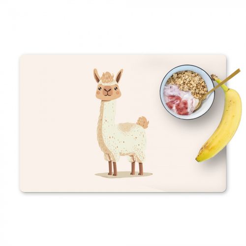 Placemat vinyl - Lama - Dieren - Boerderij - Pastel