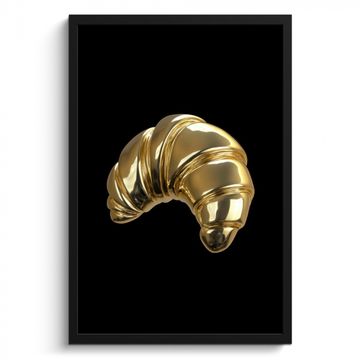Poster met lijst - Croissant - Brood - Goud - Zwart