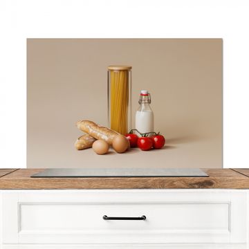 Spatscherm Aluminium - Spaghetti - Melk - Tomaten - Eieren - Brood