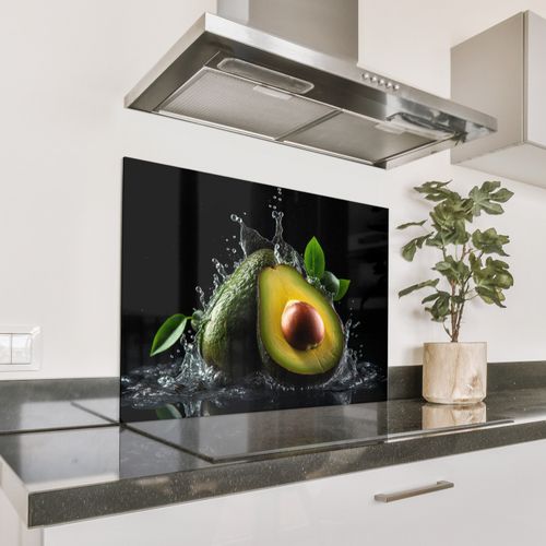 Spatscherm Aluminium - Avocado - Groente - Bladeren - Water - Zwart - Groen
