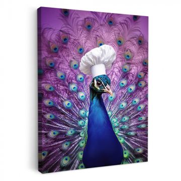 Canvas schilderij - Pauw - Koksmuts - Cool - Paars