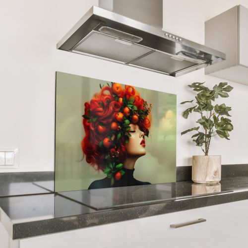 Spatscherm Aluminium - Vrouw - Appels - Rood - Bladeren