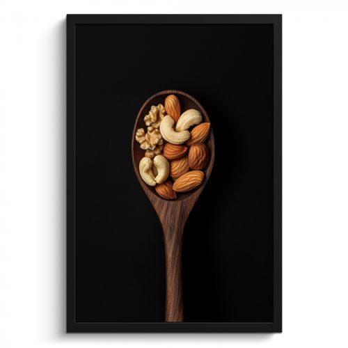 Poster met lijst - Hout - Noten - Zwart