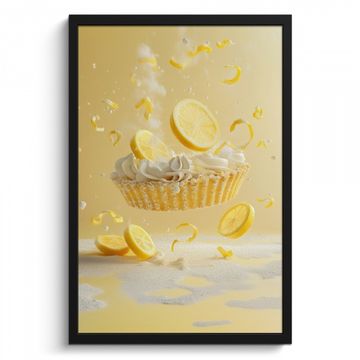 Poster met lijst - Citroen - Taart - Eten - Geel
