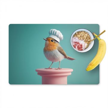 Placemat vinyl - Roodborstje - Vogel - Koksmuts - Sokkel