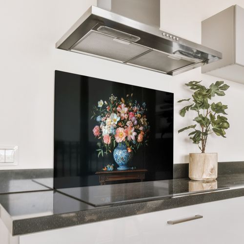 Spatscherm Aluminium - Roze - Bloemen - Vaas - Kleuren