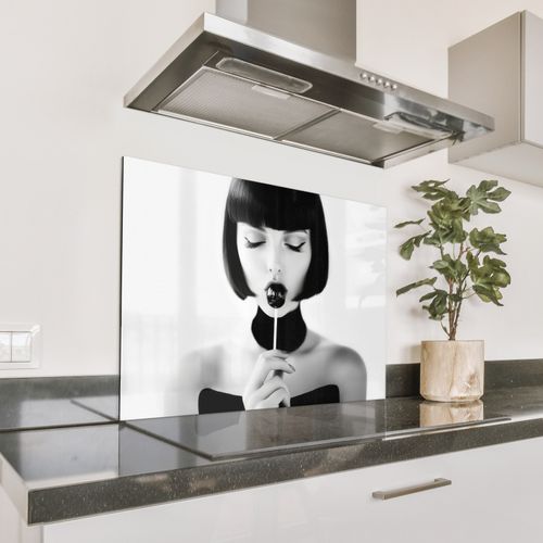 Spatscherm Aluminium - Vrouw - Lolly - Zwart - Wit