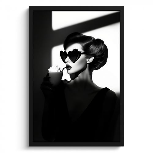 Poster met lijst - Vrouw - Zwart - Hart