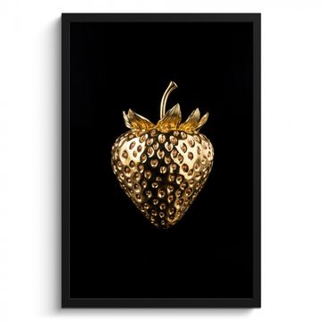 Poster met lijst - Aardbei - Goud - Zwart - Chrome