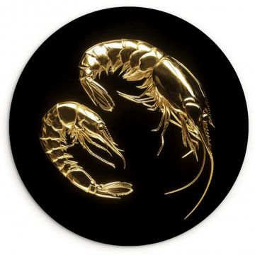 Muurcirkel - Garnalen - Zwart - Goud - Dieren