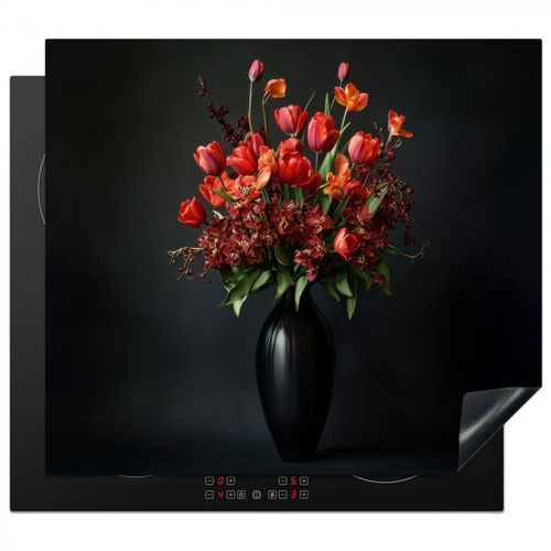 Inductie beschermer - Boeket - Tulpen - Vaas - Rood