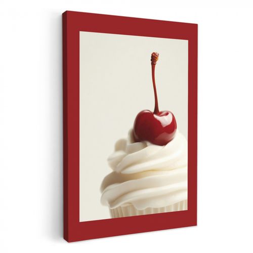 Canvas schilderij - Cupcake - Kers - Rood