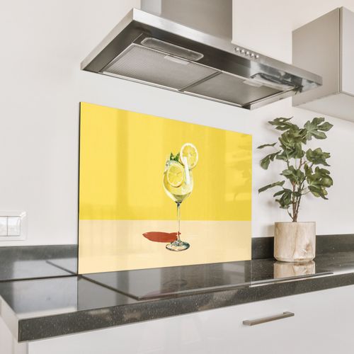 Spatscherm Aluminium - Wijnglas - Citroen - Geel - Minimalistisch