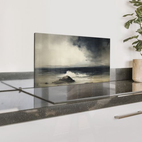 Spatscherm Aluminium - Zee - Rotsen - Storm