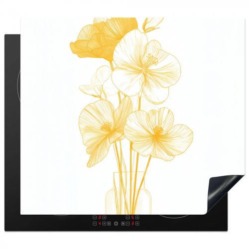 Lijntekening - Bloemen - Geel - Vaas